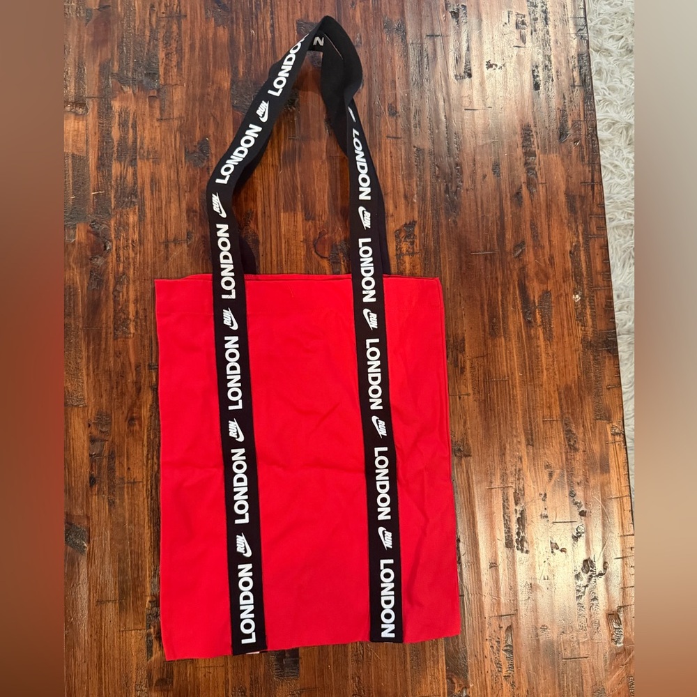 Nike Red Tote with Black 'LONDON' Branded Straps